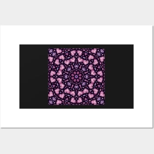 Crystal Hearts and Flowers Valentines Kaleidoscope pattern (Seamless) 19 Posters and Art